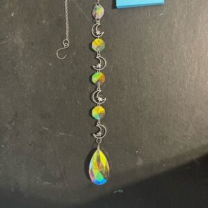 Silver and Iridescent Crystal Moon Suncatcher